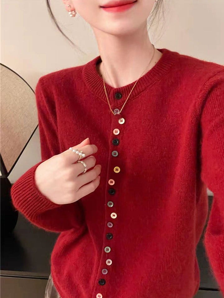 Beatrice – Classic Crew Neck Buttoned Cardigan - 4
