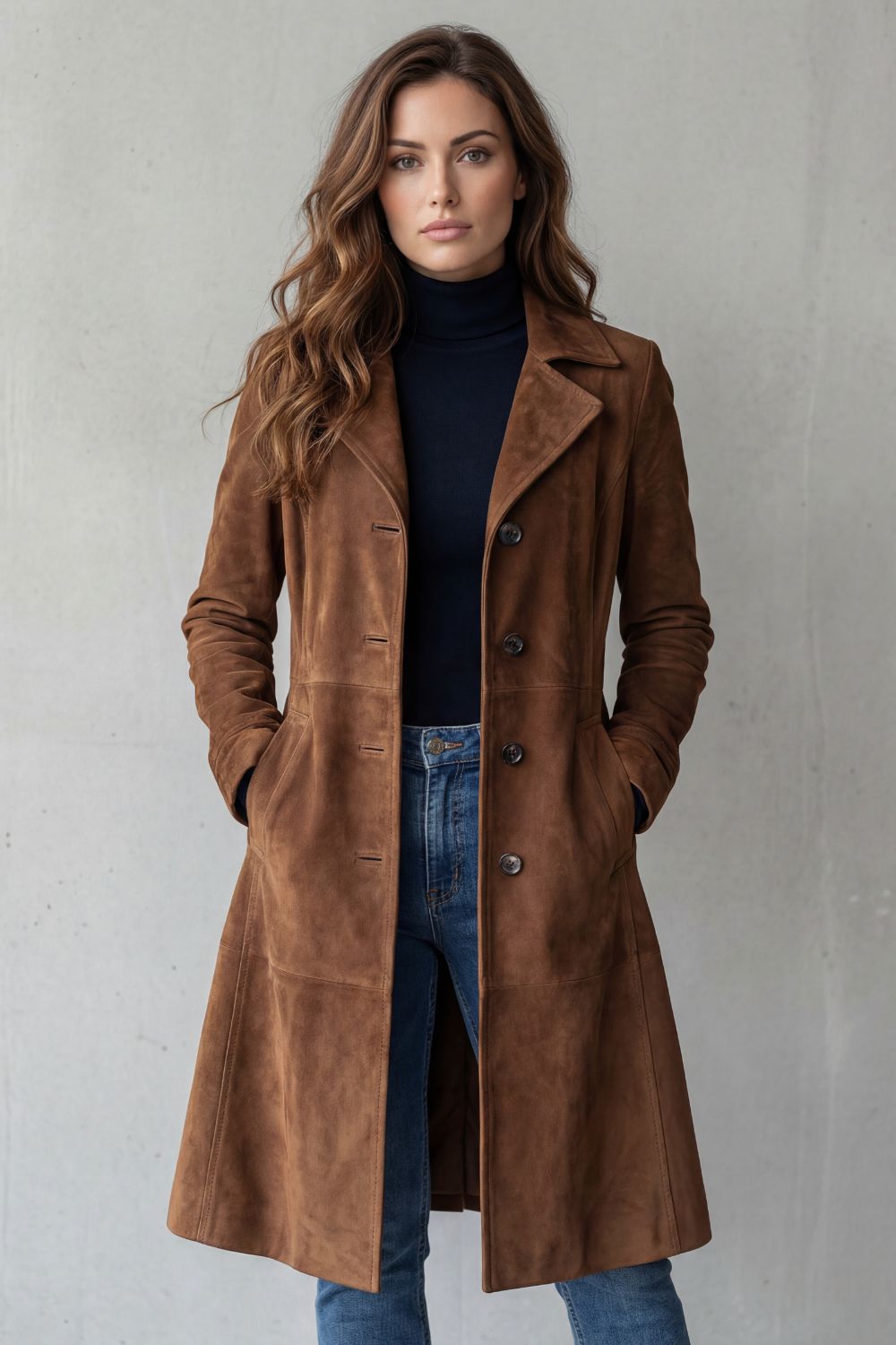 Delvienne – Vintage Suede Longline Coat