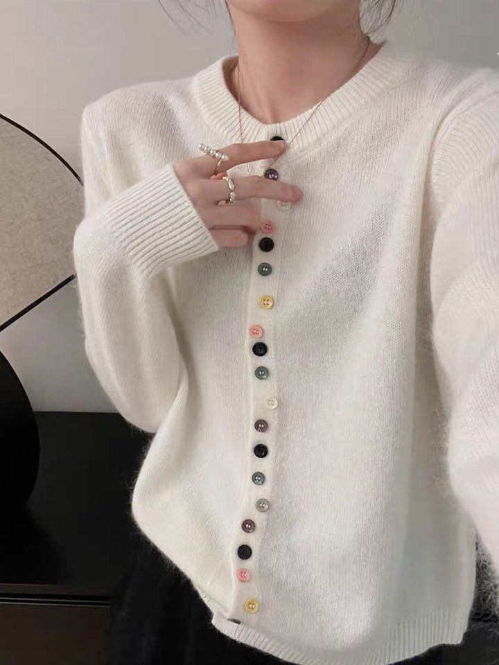Beatrice – Classic Crew Neck Buttoned Cardigan - 5