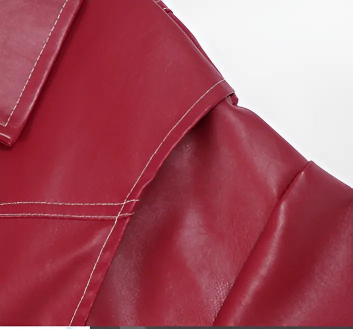 Casual Oversized Leather Jacket - 10