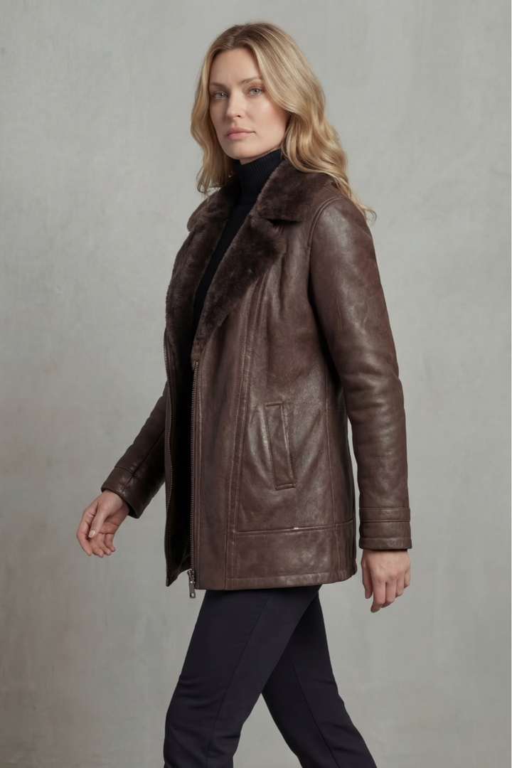 Ravella – Shearling-Lined Leather Jacket