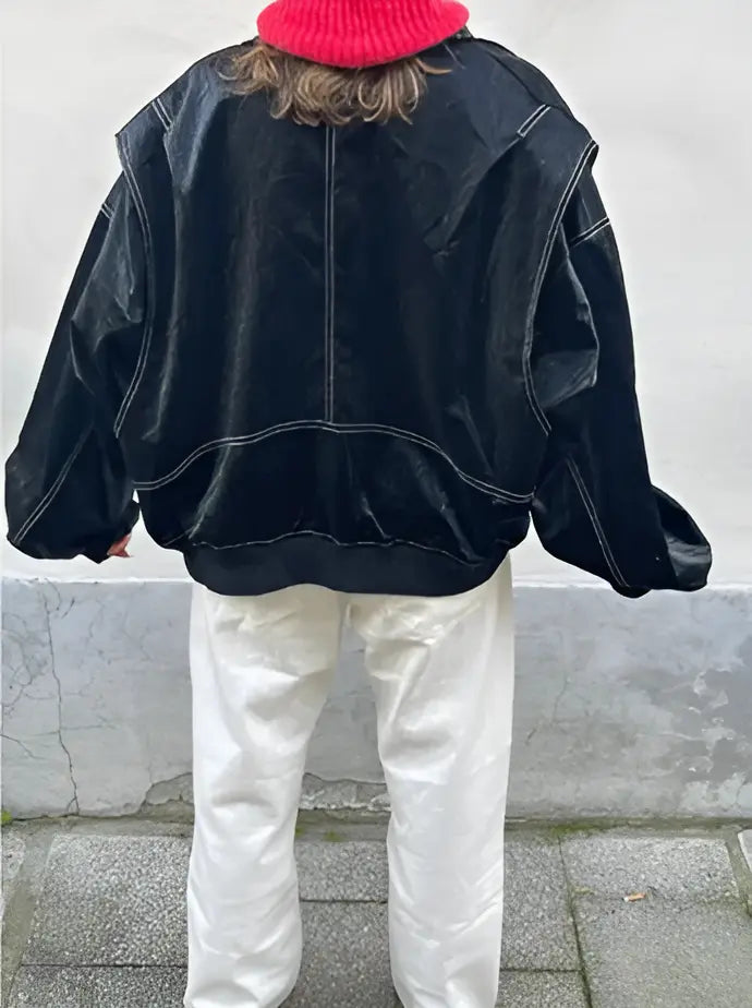 Casual Oversized Leather Jacket - 9