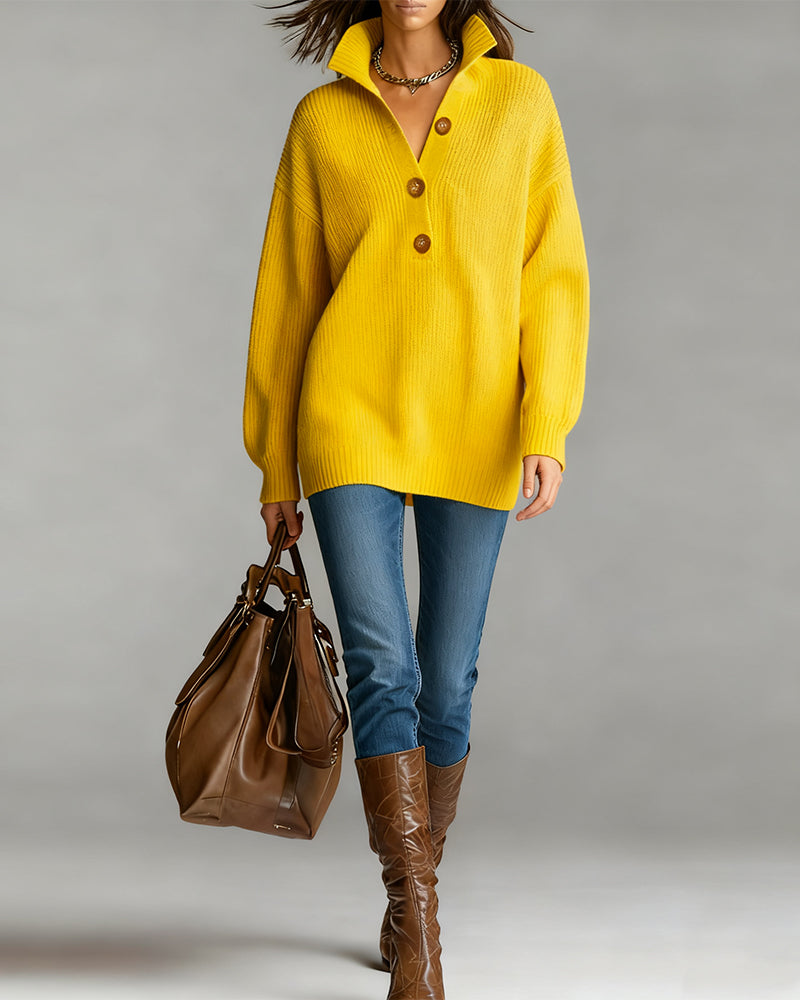 Jane – Elegant Three-Button Jumper with Collar - 1