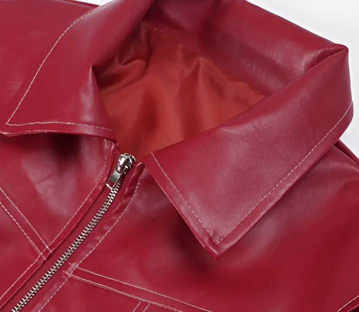 Casual Oversized Leather Jacket - 11
