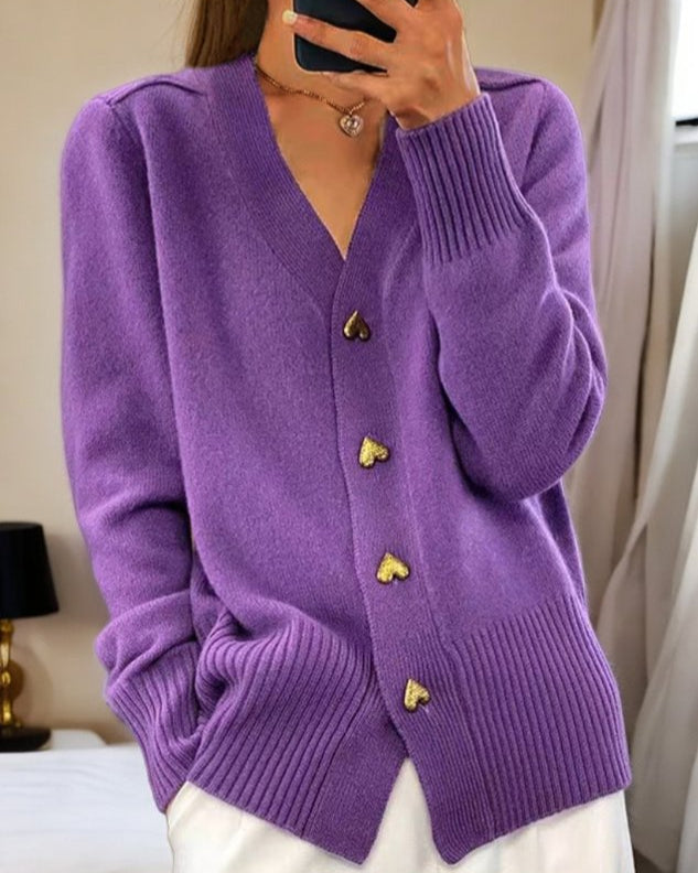 Adele – Elegant Cardigan with Heart Buttons - 3