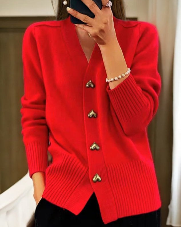 Adele – Elegant Cardigan with Heart Buttons - 4